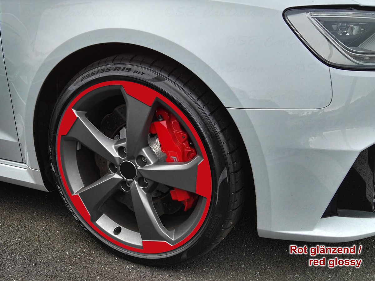 Rim Sticker Decals For VW Audi 8V RS3 5-Arm Rotor Wheels - Fits 8-8.5x19 Inch Rims 4 thumbnail image