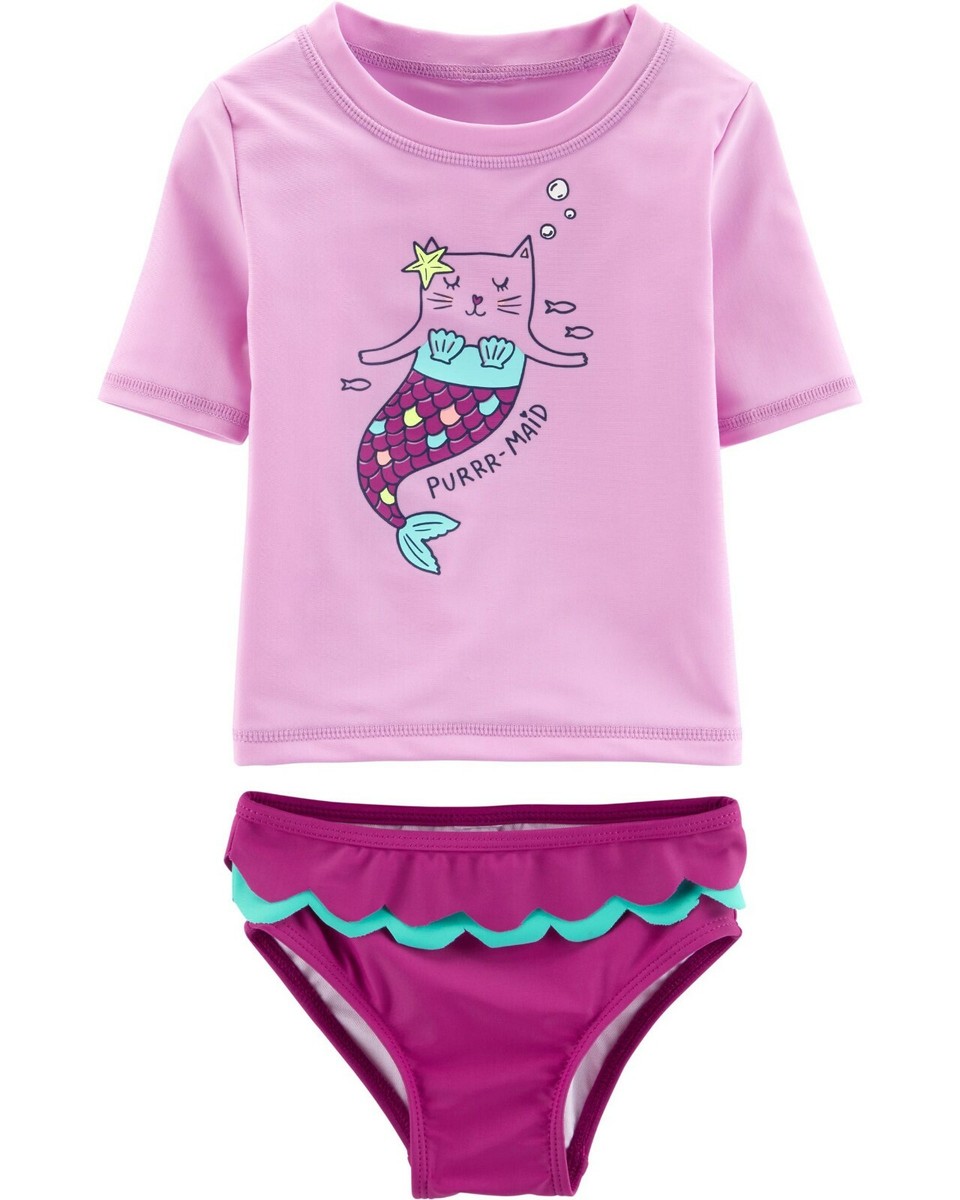 Carter's Baby Girl Cat Mermaid Piece Rashguard Set *NWT* Size