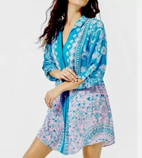 Lilly Pulitzer Natalie Coverup Turquoise Teal    (RRP $138)