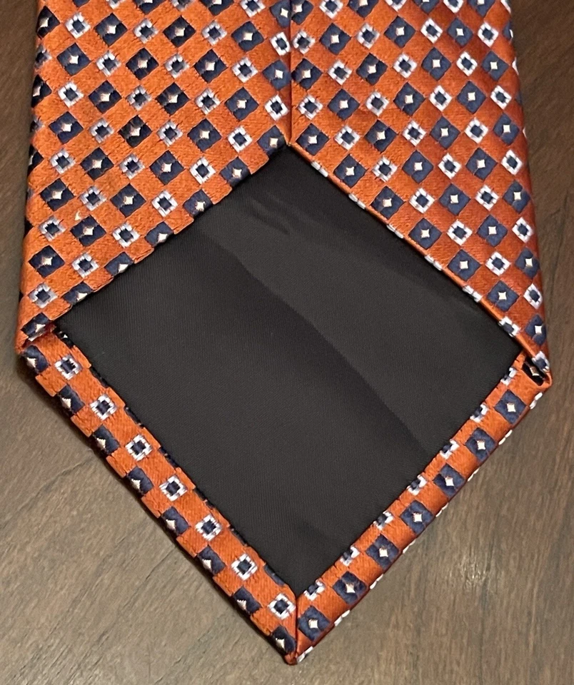 Corbata de cuello Merona naranja azul 100 % seda para hombre hecha en China Foto 2 de 4