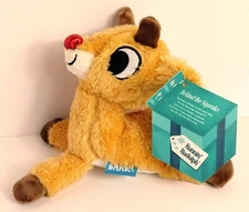 Bark Box Runnin Rudolph Reindeer Plush Squeaky Crinkle Small Dog Toy NWT