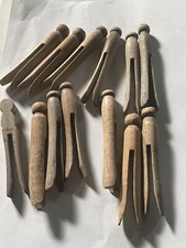 Vintage Wooden Clothes Pins Bakers Dozen 13 12 Round, 1 SQ., SW Va. Estate Sale