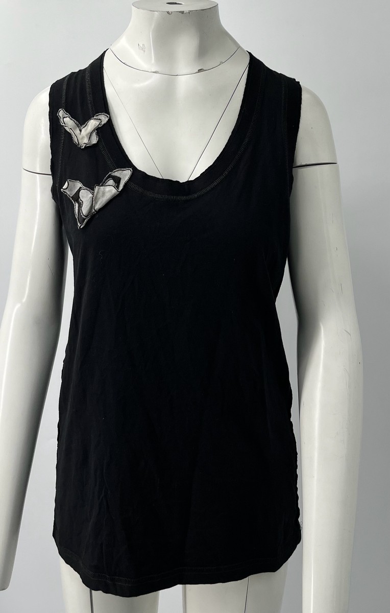 Dolce & Gabbana Black Butterfly Applique Scoop-Neck Tank sz 44 | eBay