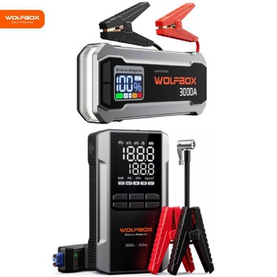 WOLFBOX 3000A/4000A Car Jump Starter Booster Portable Power Bank Air Compressor