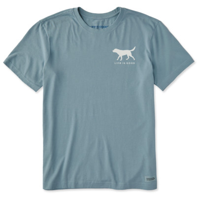 Life is Good. Men's Dog Walking SS Crusher Tee, Smoky Blue