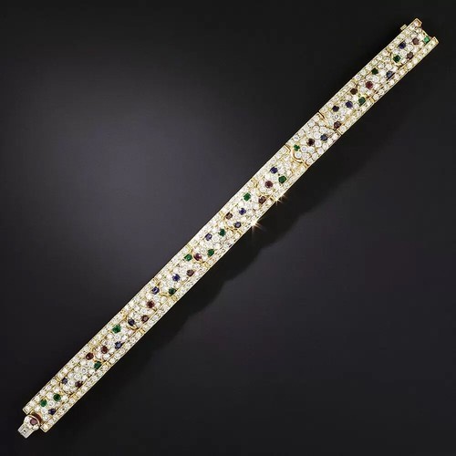 13.80ct Round Diamond 14K Yellow Gold Sapphire Ruby Emerald Tennis Bracelet - Picture 2 of 4