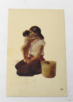 c1918 Oaxaca Mexico Postcard Mother & Child Posted to Armenian in Berkeley CA