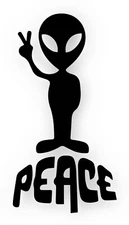 Alien Peace Sign Black Vinyl Decal Car Truck Window Laptop Notebook