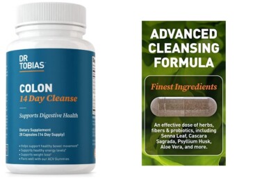 Dr Tobias Colon 14 Day Cleanse 28 Capsules, Gut Cleanse Detox for Women And Men