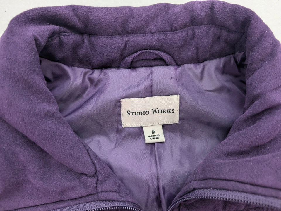 Chaleco para mujer Studio Works talla M púrpura acolchado cremallera completa microfibra suave Foto 4 de 4
