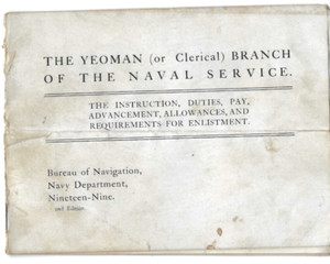 VTG 1909 USN NAVY YEOMAN RECRUITING BROCHURE! DUTIES/PAY/REQUIREMENTS/RETIREMENT