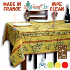 Wipeable Tablecloth Rectangle Spill Resistant French Acrylic Coated Oliviers
