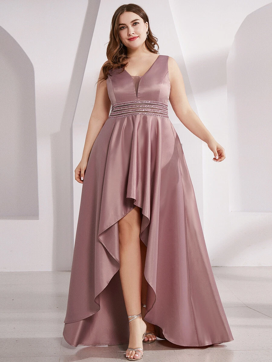 Plus Size Women's V-Neck High Low Cocktail Party Dresses