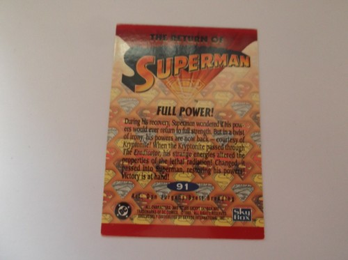Skybox / DC Comics The Return of Superman "FULL POWER!" #91 Trading Card - Picture 2 of 2