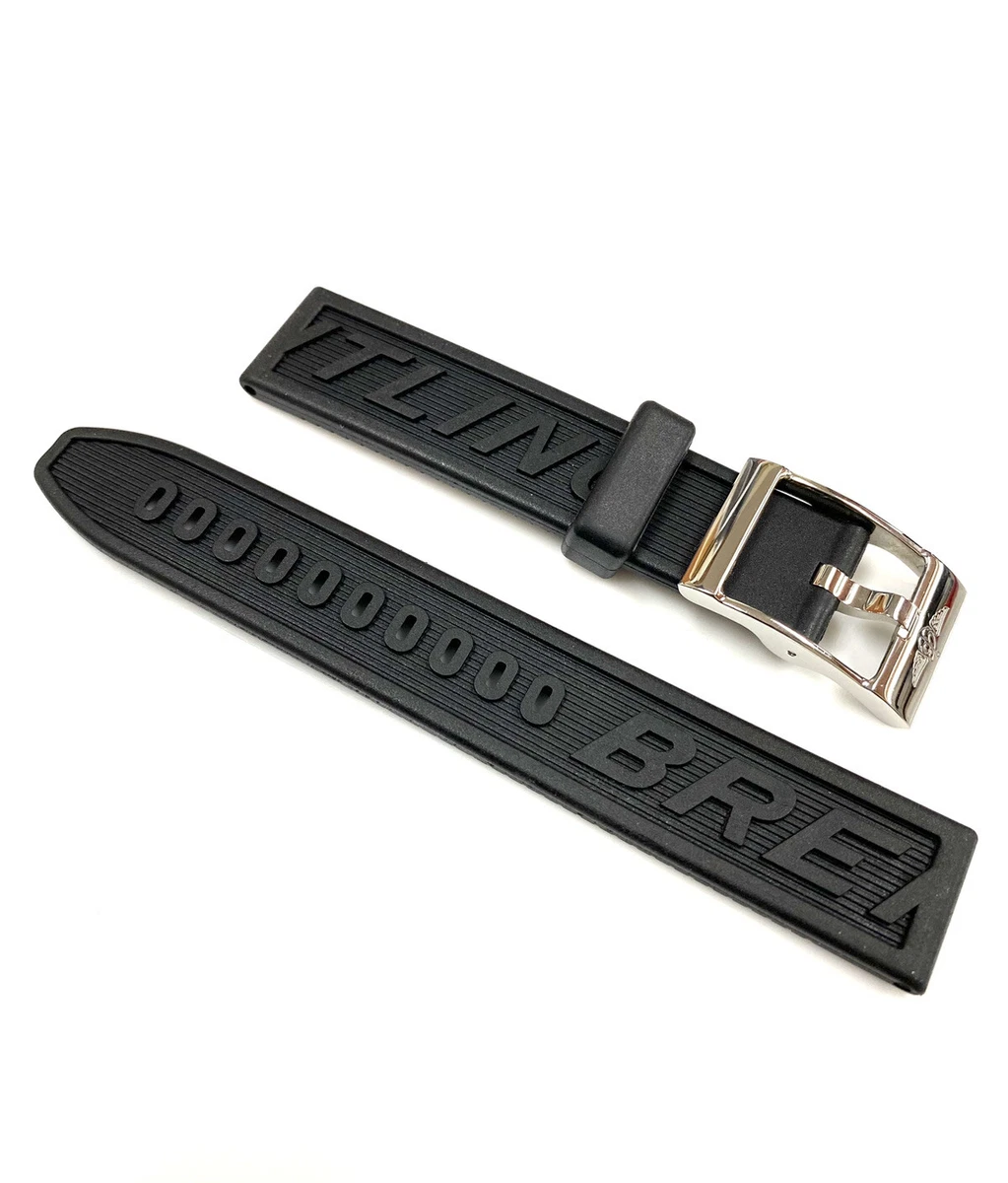 Genuine New Breitling Diver Pro Black Rubber Watch Band Strap 18mm