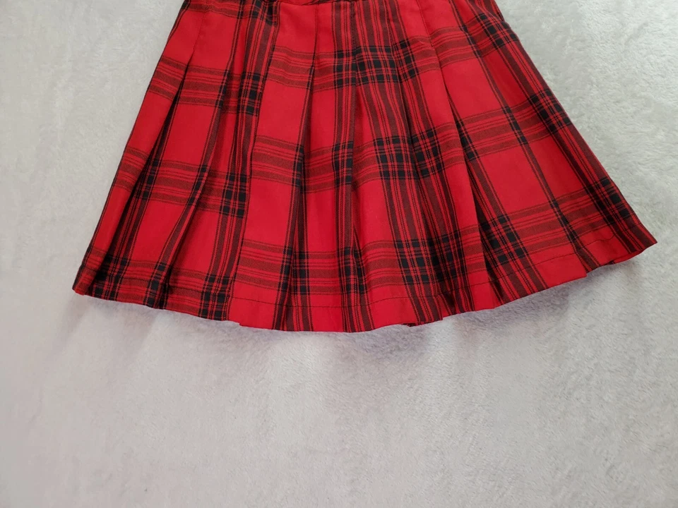 FOREVER 21 A Line Skirt Womens Small Red Plaid 100% Polyester Dollskill Pleated - Image 3 of 4