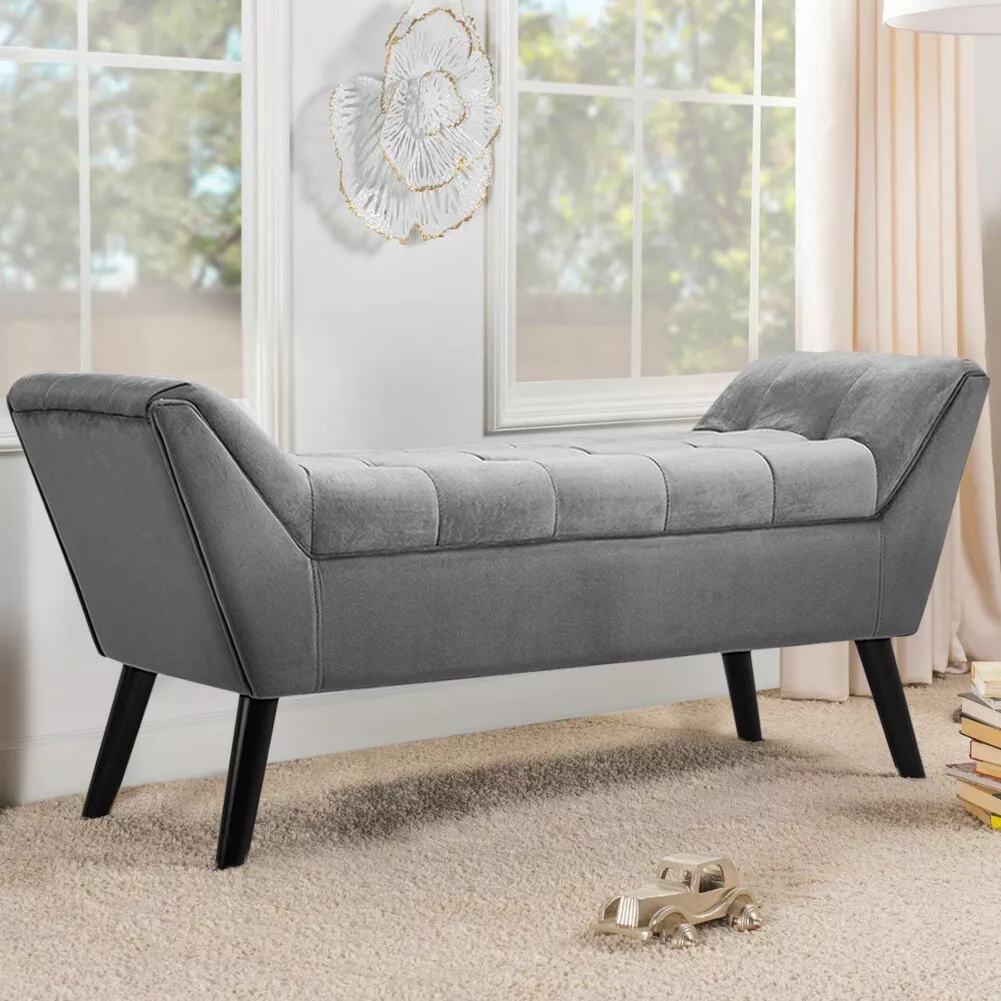 Velvet Ottoman Bedroom Bench Dressing Table Seat Stool Living Room