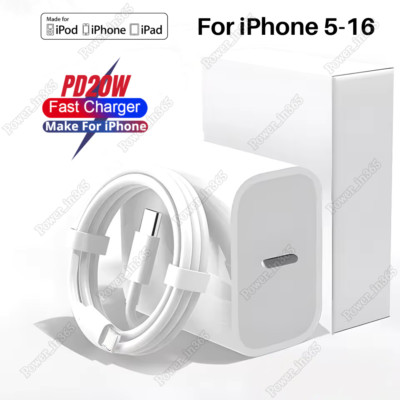 20W PD USB Type C Fast Charger Adapter Cable For iPad iPhone 16 15 14 13 12 11 8