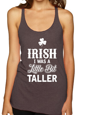 Irish I Was a Little Bit Taller Funny Clover St Patricks Day Tri-Blend Tank Top