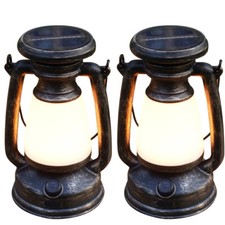 2x Solar Lantern Hanging Lights Vintage Waterproof Camping Lamps Rechargeable
