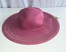 Collection Eighteen Pink 100% Paper Straw Floppy Sun Hat UPF50+ One Size NWT