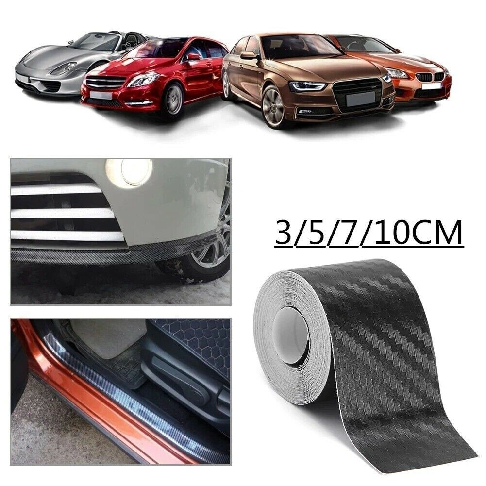 Car Door Sill Protector Edge Sticker Carbon Fiber Rubber DIY Bumper Guard Strip