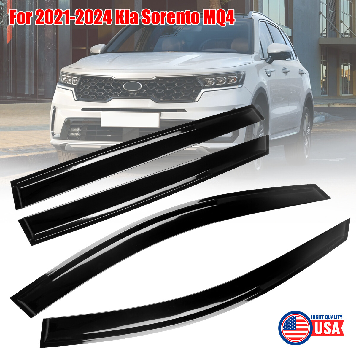 For 2021-2024 Kia Sorento JDM Mugen Style Window Visors Rain Guards Deflectors