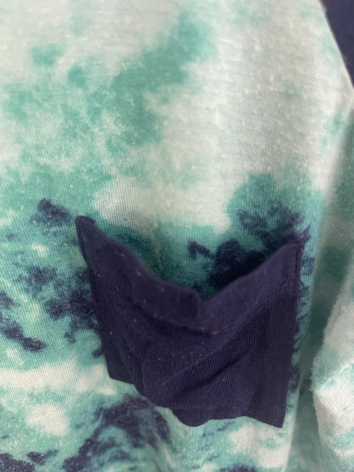 Camisa Soprano Niños Niñas 100% Rayón Tie-Dye Bolsillo Manga 3/4 Raglán Azul S 7/8 Foto 4 de 4