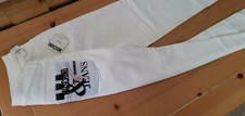 Vintage Moschino Jeans White Denim Pants Pocket Embroidery Italy Rare 90s sz 34
