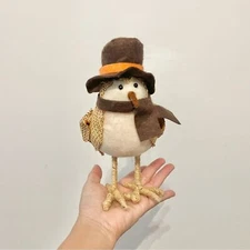 Fall Harvest Fabric Bird Decoration Figure with Top Hat Scarf Target Style Brown