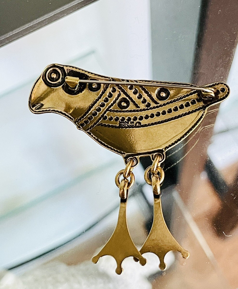 Broche Oiseau En Bronze Par Kalevala Koru - Fabriquée En Finlande - Occasion
