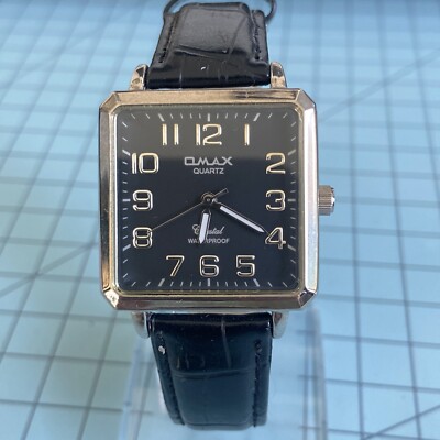 QMax Watch Gun Metal Tone Square Water Resistant Japan movt Black Gold
