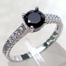 CLASSY 1 CT BLACK ONYX 925 STERLING SILVER RING SIZE 5-10