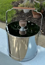 Mid-Century Modern Atapco Teak Handled Chrome Ice Bucket