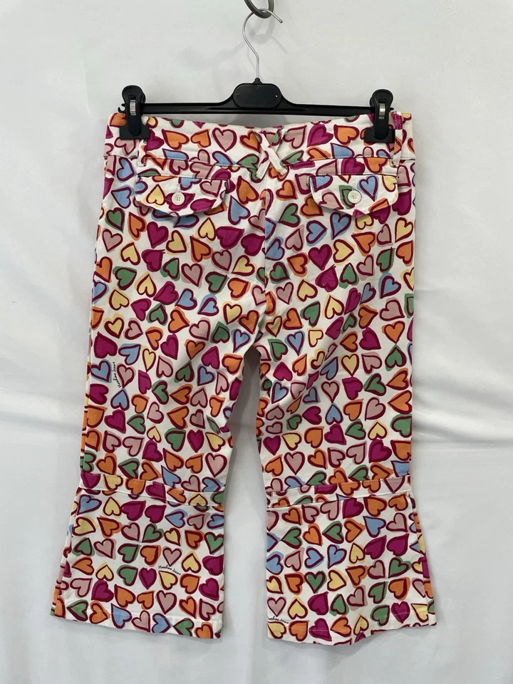 Pantalones de mezclilla para mujer H32# Moschino coloridos con estampado de corazón acampanados talla 44 (US 10) Foto 2 de 4