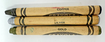 Vintage Copper, Silver, Gold Crayola Crayons - Retired Formula - Oxidized
