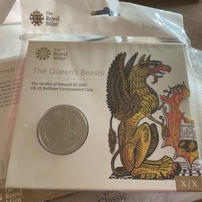 2021 Queens Beasts Completer BU £5 Five Pound Royal Mint Coin Pack