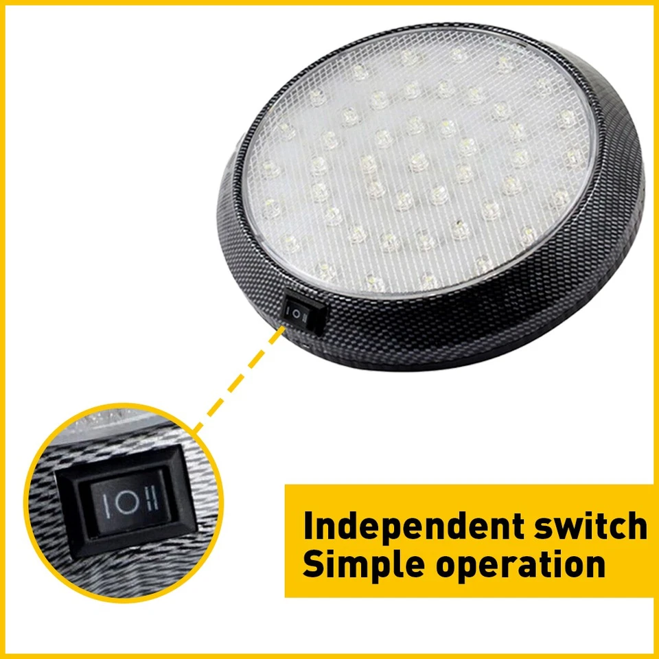 2SET RV Luces LED interiores 12V Conmutadas Redondas Lámpara de Techo Camper Trai Foto 3 de 4