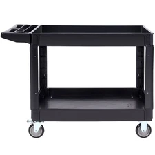 Uimoso Utility Service Cart with 2 Shelves, 550 lbs, Swivel & Fixed Wheels