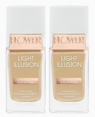 2 PACK FLOWER BEAUTY Light Illusion Foundation Warm Beige