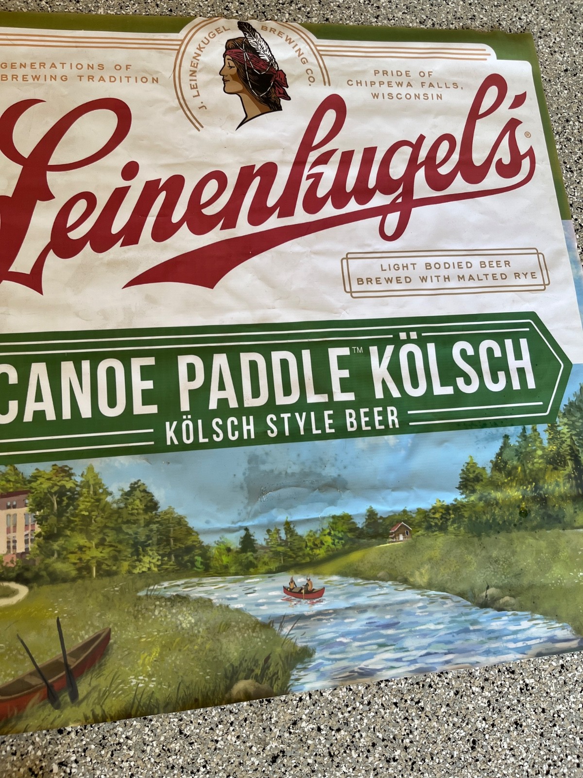 Leinenkugel's Princess Canoe Paddle Kolsch Beer Vinyl Ad Poster Sign 46" x 46"