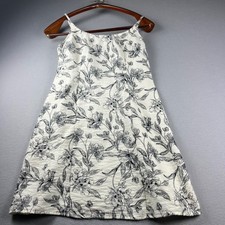 A New Day Floral Mini Dress Womens 8 Black White Smocked Back Lyocell Blend