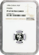 1996 5 Yuan People Republic Of China 1/20 oz Platinum Panda NGC PF67 UC 4497.20 per troy oz