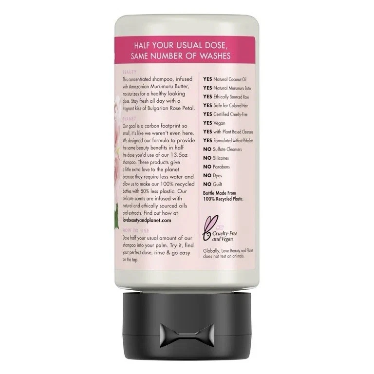 4 Pack Love Beauty Planet 2X Concentrated Sulfate-Free Murumuru Butter & Rose