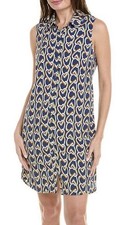 Cabi Sleeveless Shirt Dress Size S Blue Multicolor Chain Link Button Front Shift