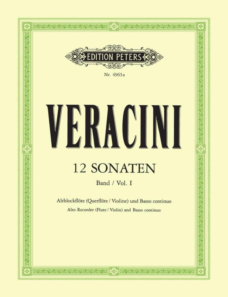 12 Sonaten Vol. 1 treble recorder (flute, violin) and basso continuo Veracini Ge