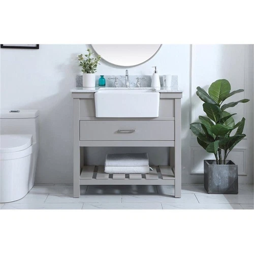 Elegant Decor Clement 36" MDF Single Bathroom Vanity with Backsplash in Gray - Picture 7 of 8