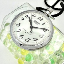 SEIKO PRECISION Mechanical Manual Winding Pocket Watch Railway Silver Authentic