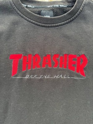 VANS x Thrasher Off The Wall Big Kids Pullover Crewneck Sweatshirt Black XL