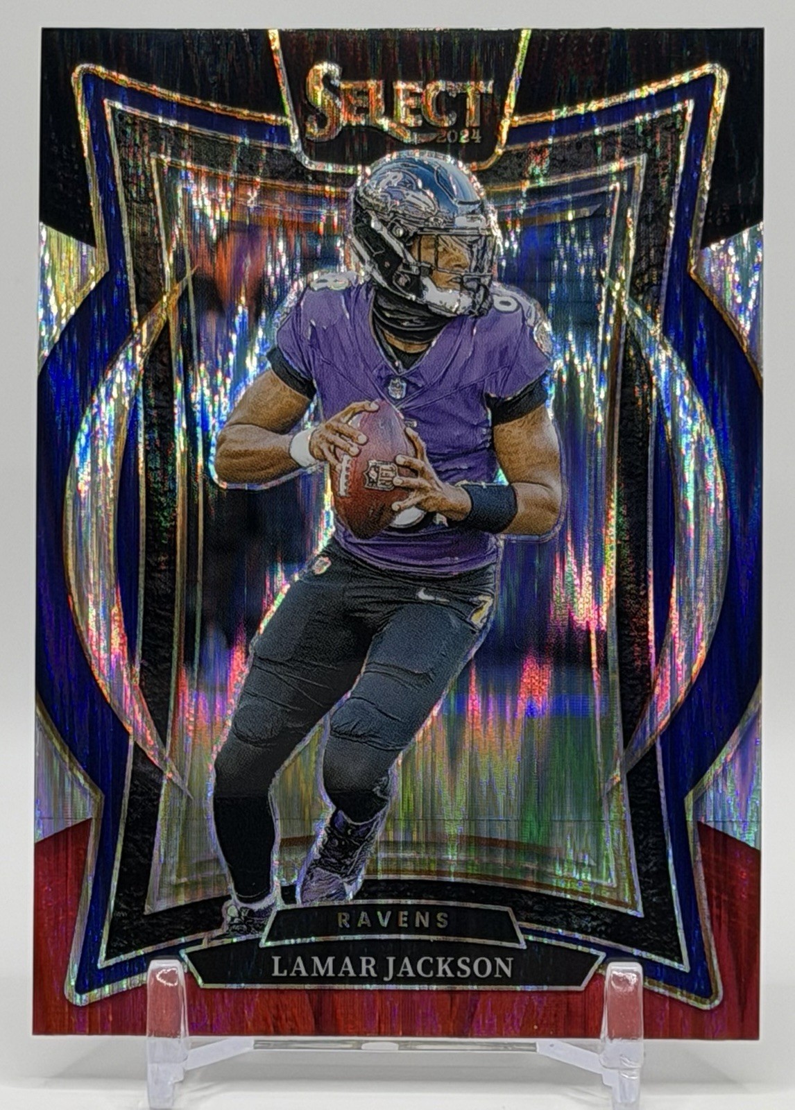 Lamar Jackson 2024 Panini Select #35 Concourse Black & Red Shock Prizm